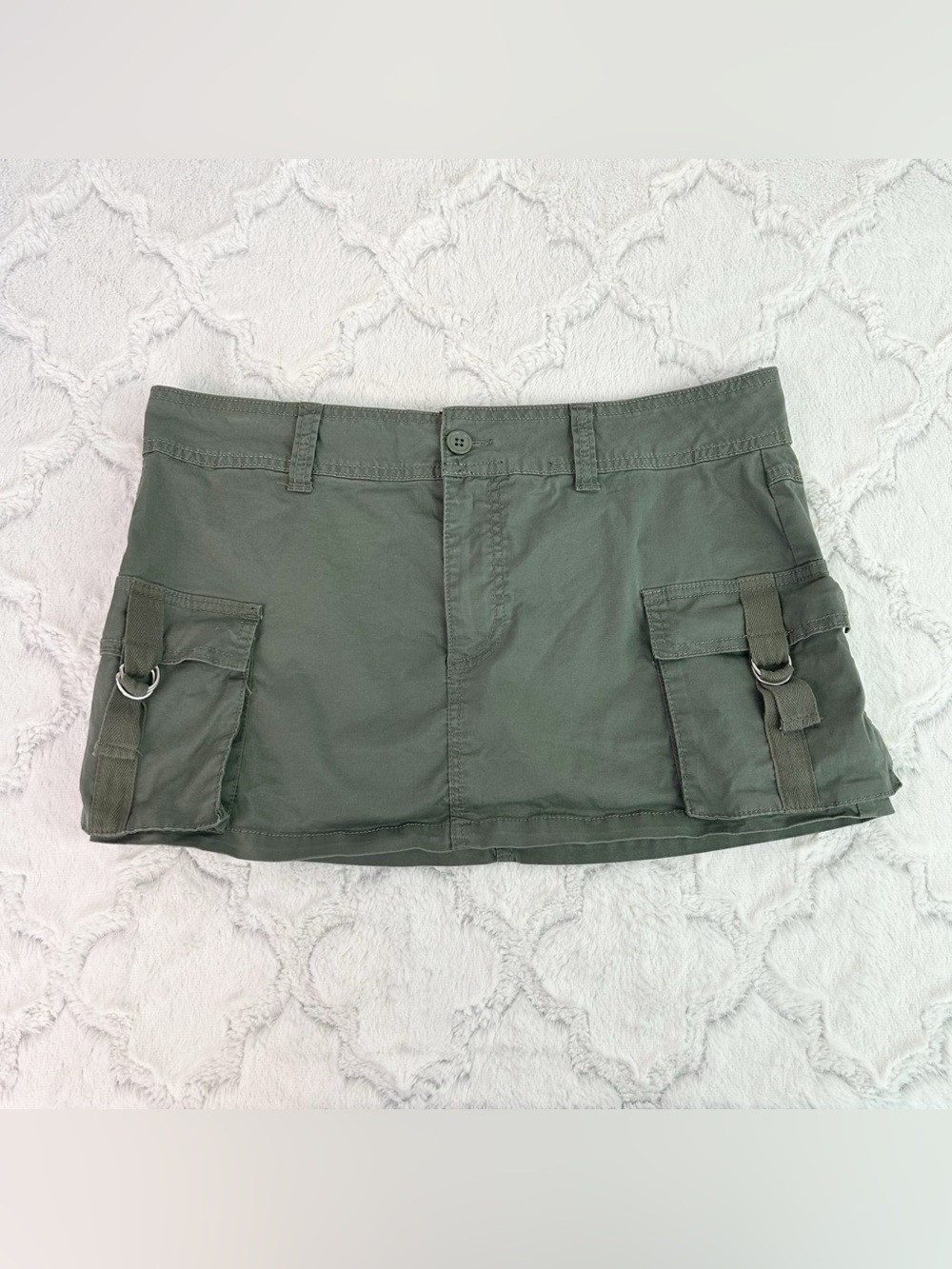 Green Low Rise Micro Mini Cargo Skirt Size Medium Modern Y2K Style